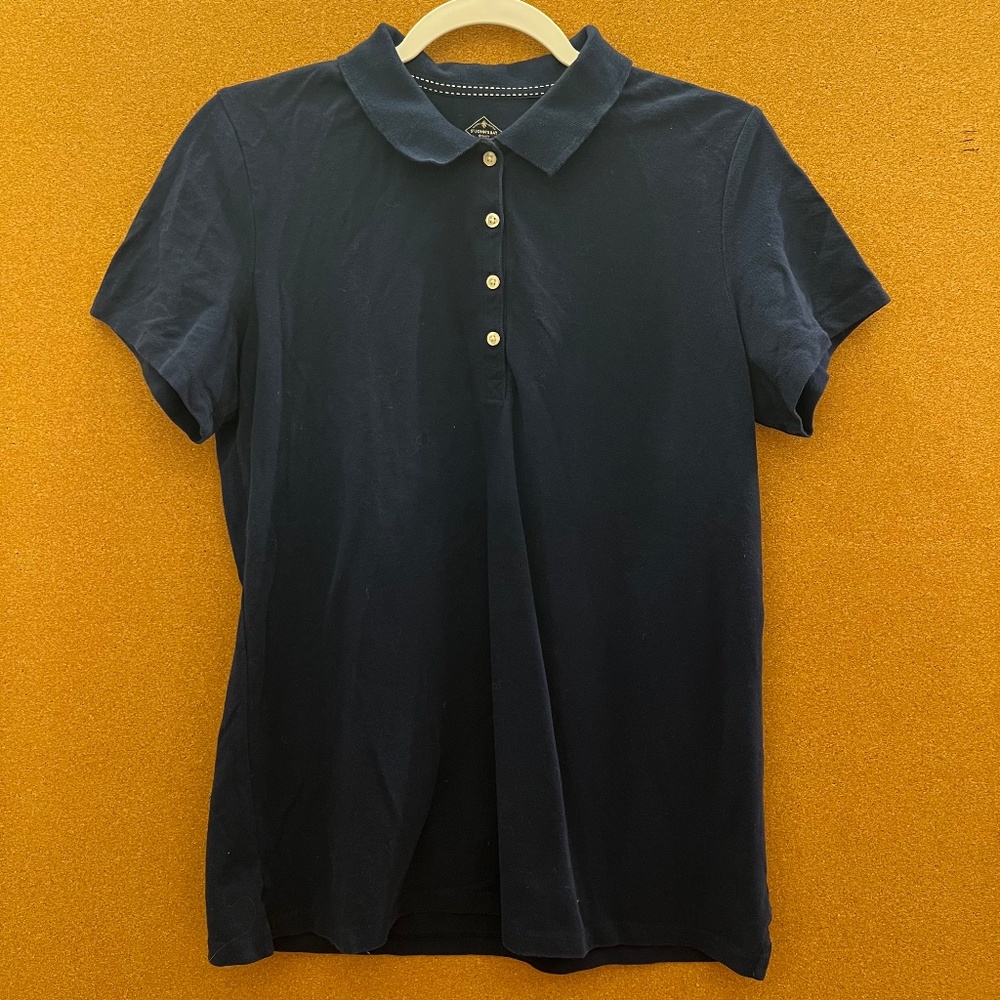 Navy St. John’s Bay Collared Button-Up Short Sleeve Top